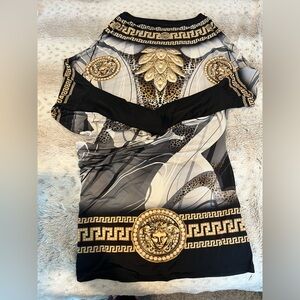 Black and Gold Patterned Dress